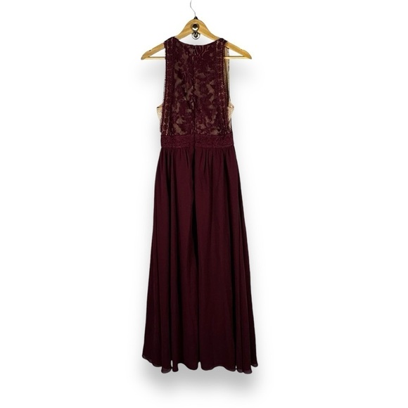 Lulu's Forever & Always Lace Bodice Tulle Maxi Dress, Burgundy, Size Small - Picture 16 of 16